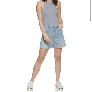 DKNY JEANS  Kent High Rise Frayed Hem denim 5 pocket Shorts